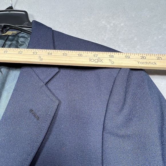 Palm Beach Blazer Mens Size 46 Solid Navy Blue Two Gold Buttons Wool Blend - Picture 11 of 14